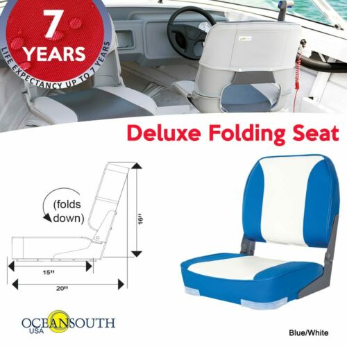 Oceansouth Deluxe Blue/White Folding Boat Seat