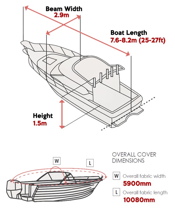 Heavy Duty 7.6m-8.2m Trailerable Jumbo Boat Cover - Oceansouth ...